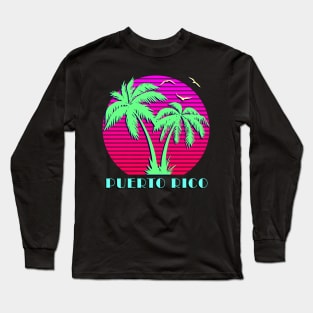 Puerto Rico Palm Trees Sunset Long Sleeve T-Shirt